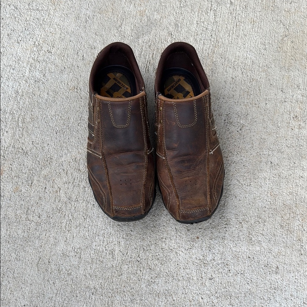 Skechers Brown Leather Loafers Slip-Ons